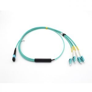 MTP/MPO APC 8 Fibre to 4xLC Duplex OM3 breakout cable Elite Loss